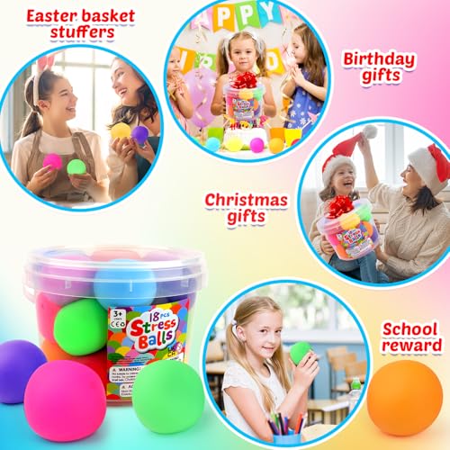 Squishy-Stress-Balls-for-Kids-Adults-18-Pack-Stretchy-Fidget-Ball-for-Anxiety-Stress-Relief-Hand-Therapy-Sensory-Squishy-Ball-Party-Favors-Classroom-Prizes-Christmas-Stocking-Stuffers-for-Kids