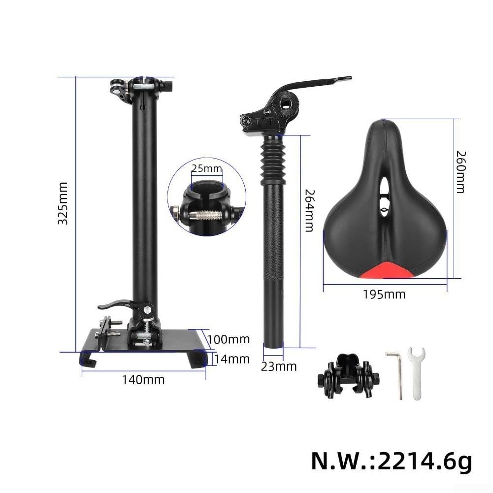 Selle de scooter électrique pliable pour Xiaomi M365/Pro/1S, réglable en alliage d'aluminium absorbant les chocs, siège noir