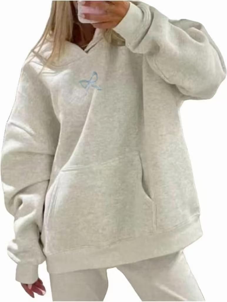 Hoodies for Teen Girls Long Sleeve Cute Sweatshirts Hooded Embroideried Bow Sweatshirt Preppy Clothes Fall Winter - Image 2