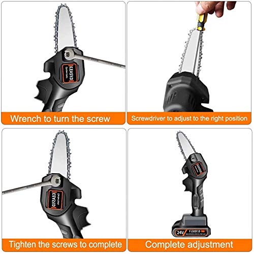 MKING Mini Chainsaw, 4 Inch Cordless Electric Portable Battery Chain Saw with 2Pcs Batteries & Chain Brushless Motor, 24V Electric Hand Chainsaw 0.7kg Lightweight, Electric saws for Cutting Wood - Thumbnail 5