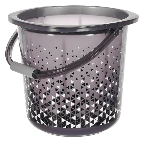 Image of Kuber Industries Pack of 2 Bucket 18 Litre | Balti for Bathroom | Water Bucket for Kitchen | Plastic Bucket for Mopping | Triangle Print | Black