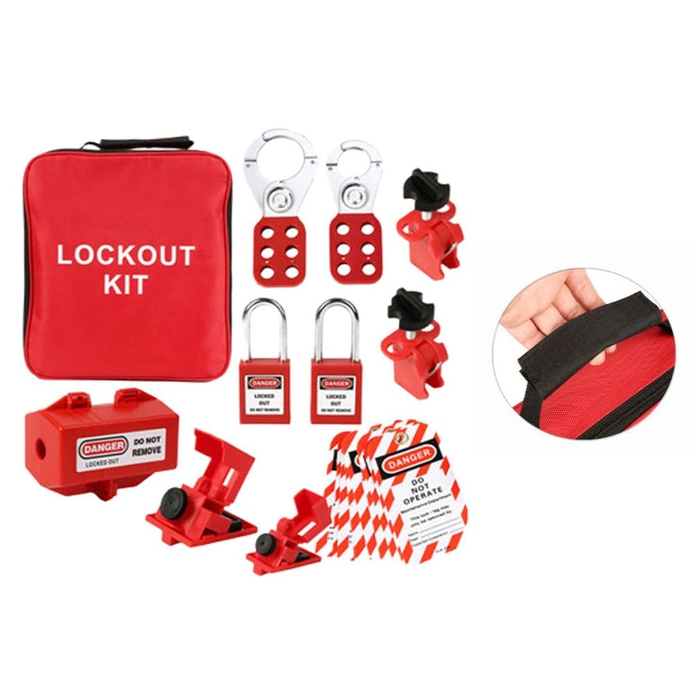 Set completo di sicurezza LOTO con serrature, lucchetti e serrature per centrali elettriche e riparazioni automobilistiche
