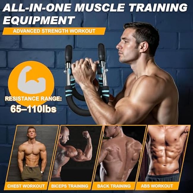 Twister Arm Exerciser Bar ¨C Heavy Duty Adjustable Resistance (60-110 lbs) for Chest, Arms & Shoulders ¨C Portable Home Fitness Equipment for Strength Training Anywhere