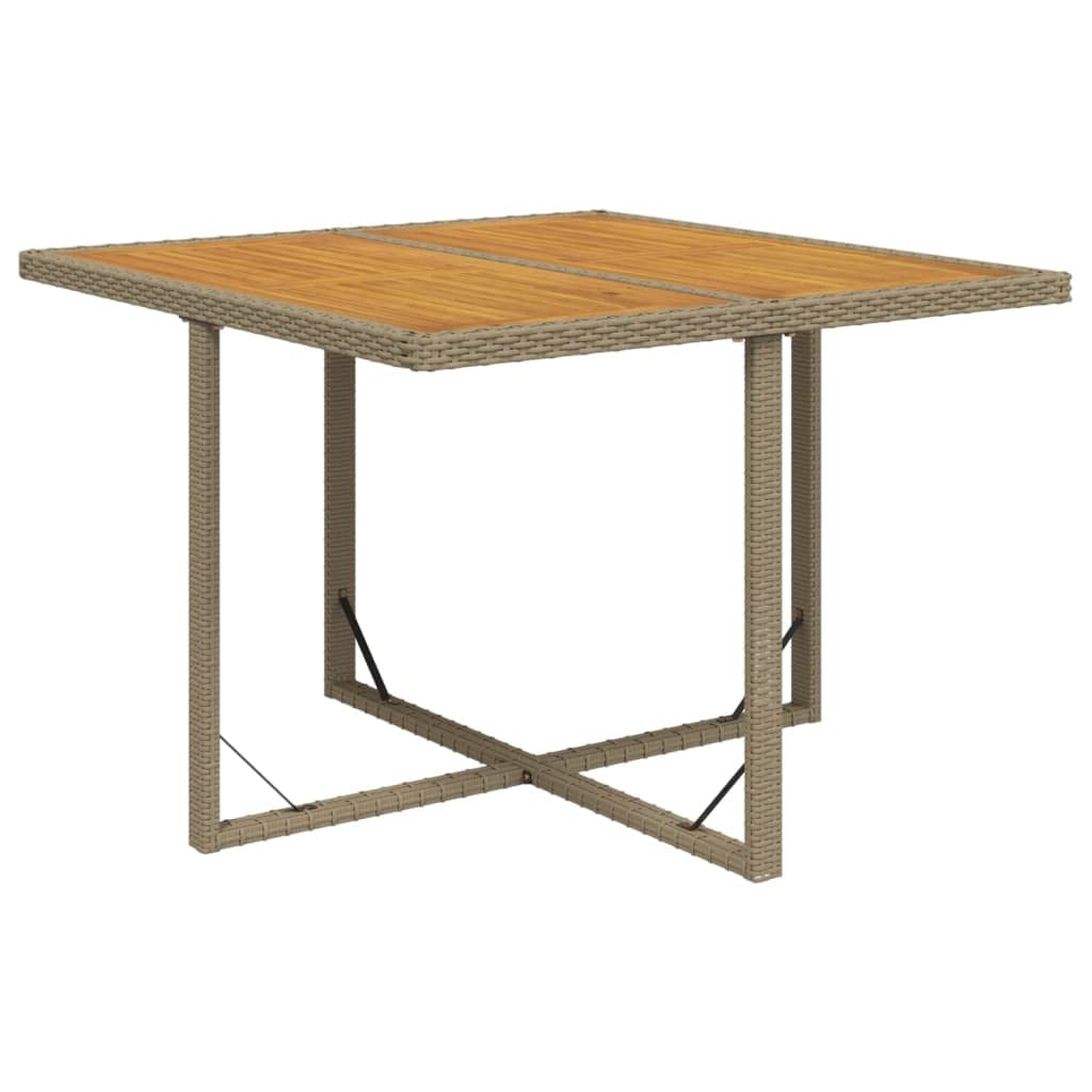 Table de jardin en résine tressée beige pour repas en terrasse