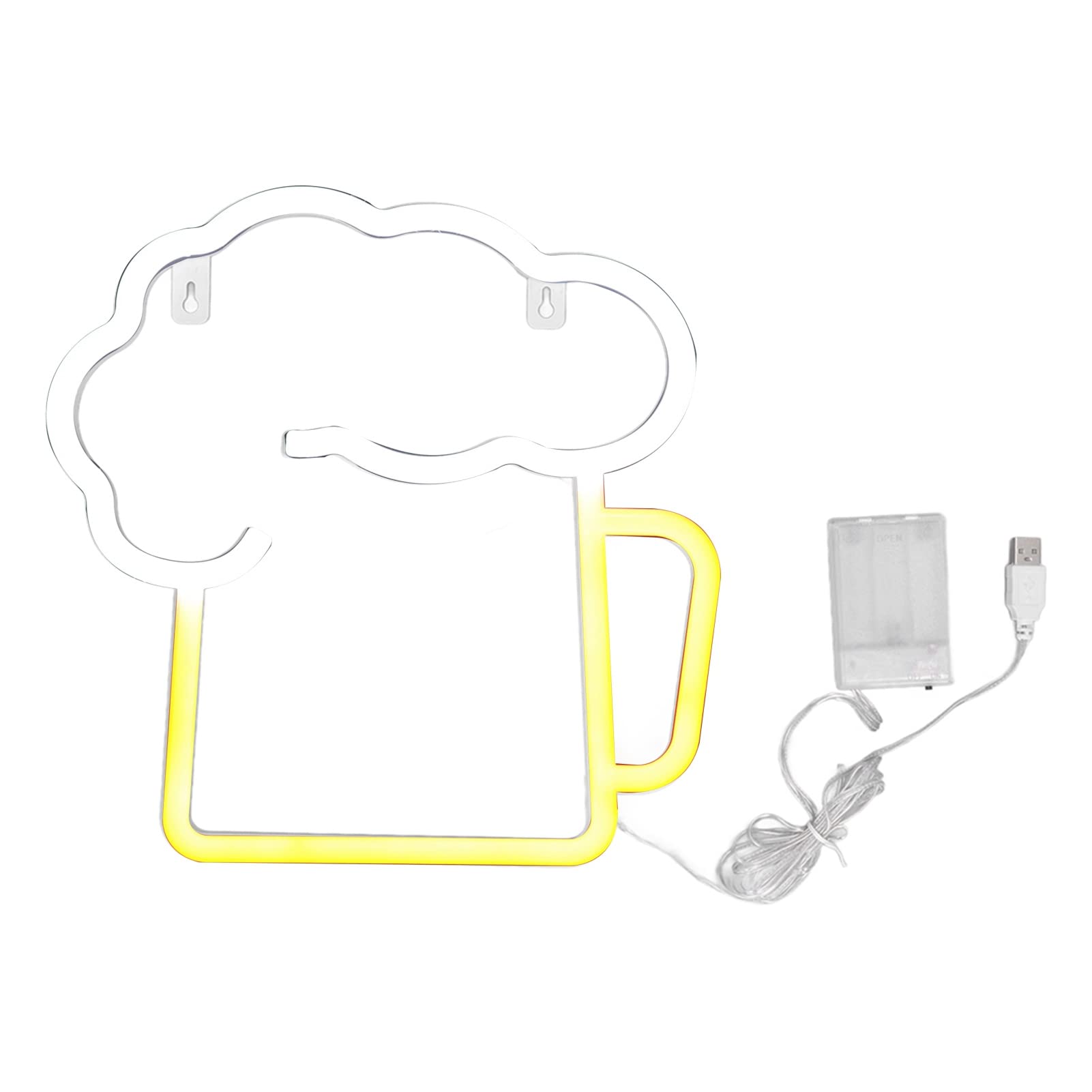 Lampka do piwa, neonowa tabliczka piwa, żółta, biała, zasilana bateriami, zasilanie USB, IP45, wodoszczelna, łatwa do zawieszenia, dekoracyjne lampy ścienne, tabliczka barowa