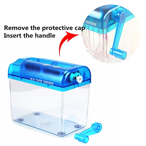 Walfront Manueller Aktenvernichter, Handkurbel, Hochleistung, Farbpapier, Büro, Schule, Zuhause, Blau, Rosa, Orange, Grau, Streifenschnitt, Handbetrieben