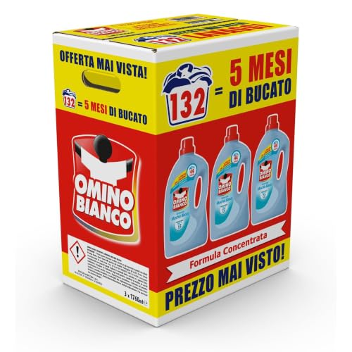 Omino Bianco Detersivo Lavatrice, Muschio Bianco, 132 Lavaggi, 1760 ml x 3