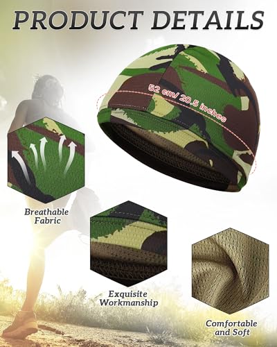 Image of 9 Pcs Cooling Skull Cap Camo Liner Sweat Wicking Lightweight Cycling Cap Running Hat for Men Women