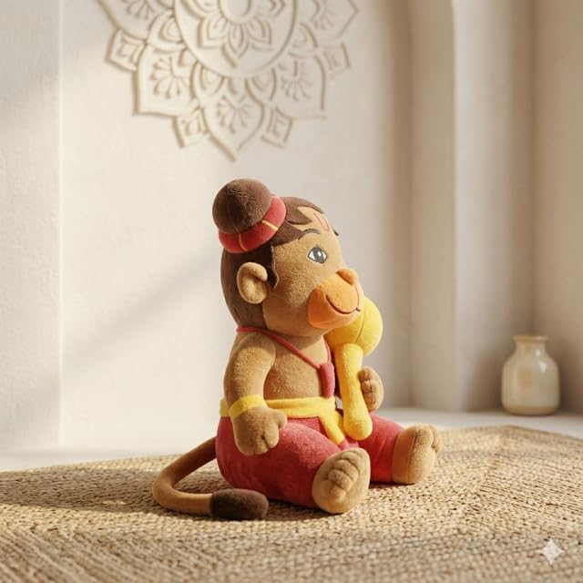 Image of AVSHUB Hindu Idol Soft Plush Toy | Devotional Hindu God Hanuman Ji for Kids | Religious Stuffed Toys for Boys & Girls | Toy for Car Dashboard, Temple & Gifting (25cm)