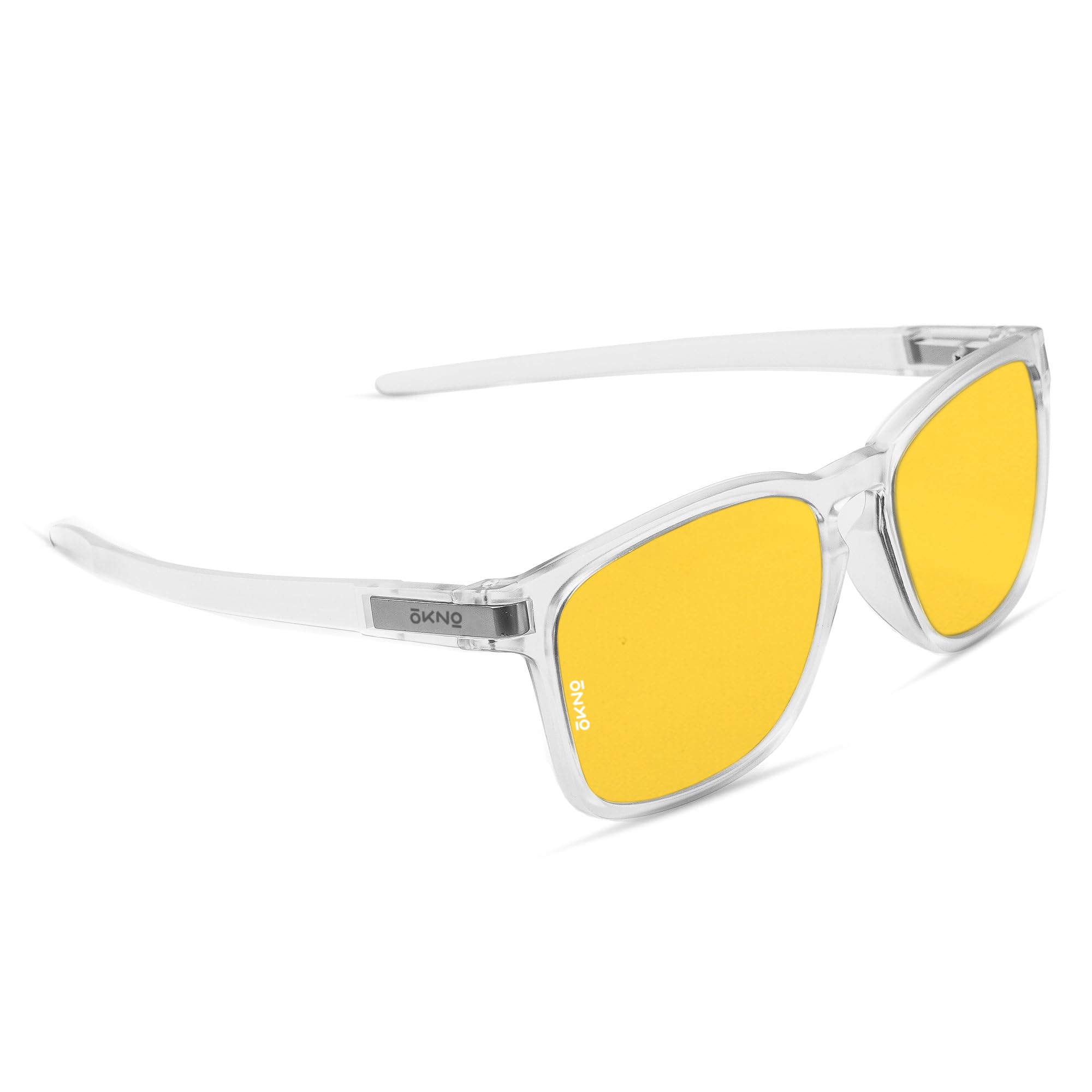 OKNO | Polarized Full Rim Square Branded Stylish Sunglasses For Men & Women | 100% UV Protection Shades | Cricket Sports Cycling Driving | Medium | Crystal