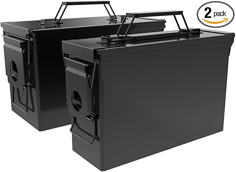 HARDROCK Metal Ammo Can,Ammo Box Black (30cal+ 50cal 2pcs)