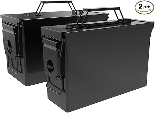 HARDROCK Metal Ammo Can,Ammo Box Black (30cal+ 50cal 2pcs)