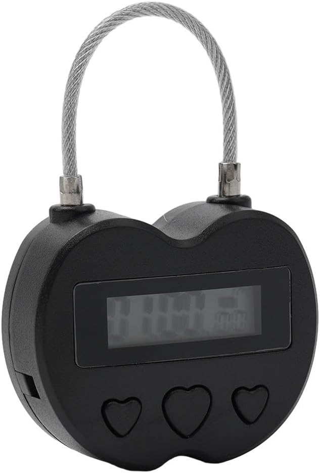 Electronic Timer Lock with LCD Display, USB Rechargeable 120-Hour Runtime, ABS Travel Lock for Devices, Chrono Lock Function, Resettable Countdown(Black)