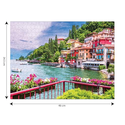 Image of 500 Piece Jigsaw Puzzle for Adults & Kids 10+ | Lake Como Italy Scenic Landscape Puzzle | Brain Games | Educational Puzzle Toy Gift | 46 x 34.5 cm After Assemble