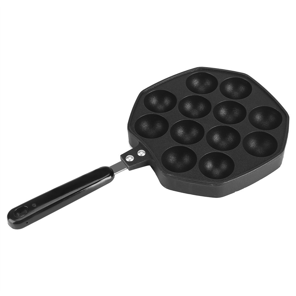 Aebleskiver Cast Iron NonStick Pan, 12 Cavities Aluminum Non-stick Takoyaki Grill Pan Plate Octopus/Pancake Maker Baking for Other Desserts Stuffed Pancake Pan