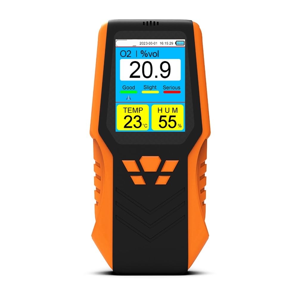 Edede Dm68 Gas Detector, Industrial Handheld Oxygen Quality Detector Lcd Display Temperature And Humidity Sensor Industrial