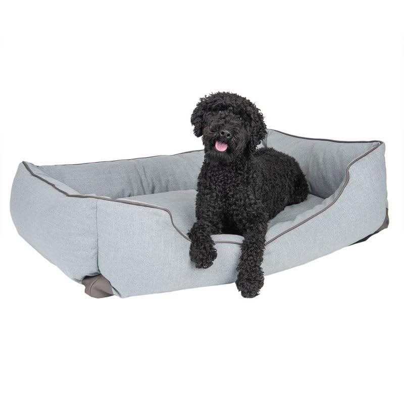 Modern Living Hundebett Skara | Bequemes Bett für mittelgroße bis große Hunde | Dickes Kissen mit Memory-Foam-Flocken für maximalen Schlafkomfort (hellgrau, M - 100x70x21cm)