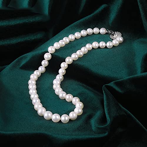 White Freshwater Genuine Cultured Real Pearl Necklace for Women:925 Sterling Silver Clasp-Real Natural Pearl in AAA Quality- Classic Wedding White Dainty Chain Jewelry for Women - Image 6