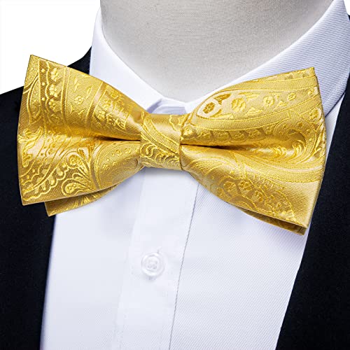 Image of DiBanGu Pre-Tied Bow Ties for Men Silk Adjustable Tuxedo Bowties Pocket Square Cufflinks Set with Lapel Pin Jacquard Woven