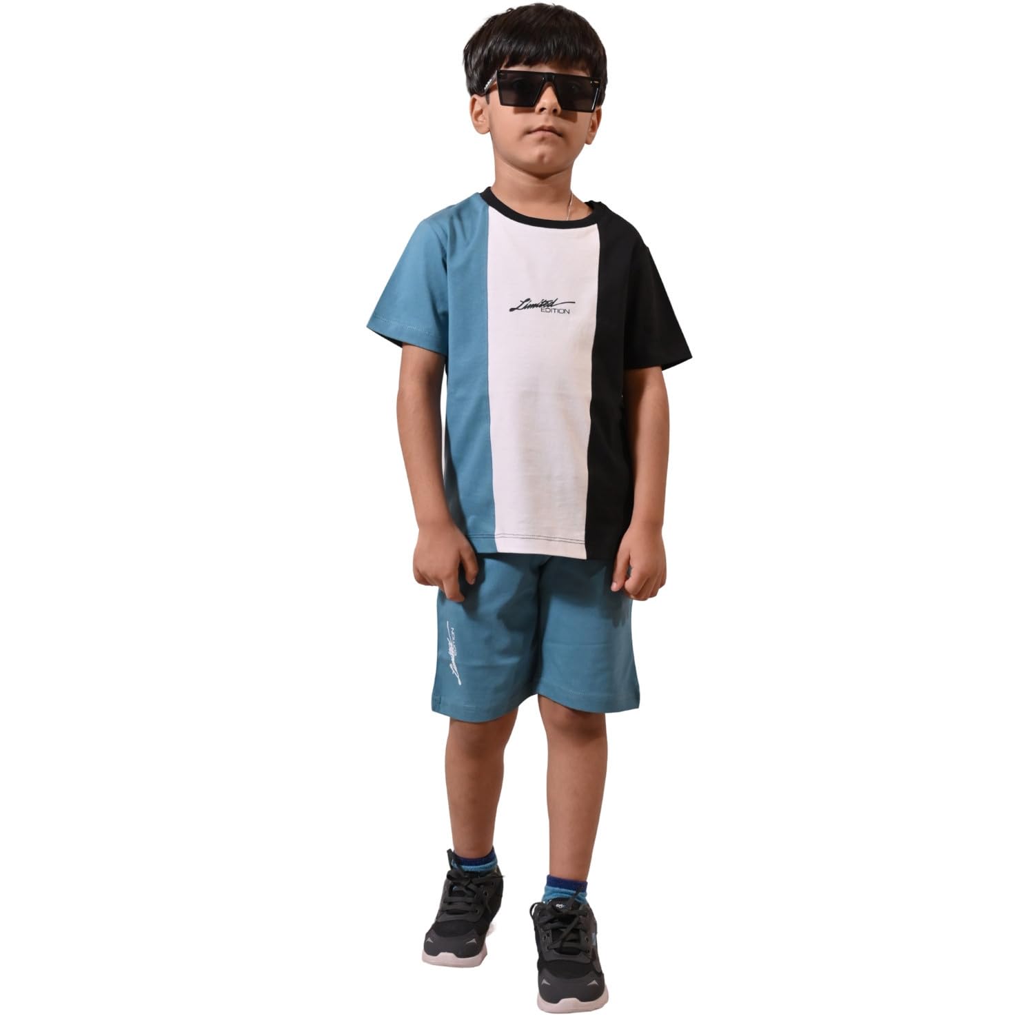 Beblakids Boys Blue/White/Black Co-Ord Set – Stylish Outfit for Everyday Wear-image-12