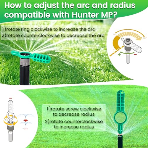 Gulfmew 3 Pack Sprinkler Adjustment Tool Compatible with Hunter MP PGP, RainBird 5000 Sprinkler Head, Sprinkler Key Tool Adjustment Wrench for Lawn Irrigation Sprinkler System Repair, Green