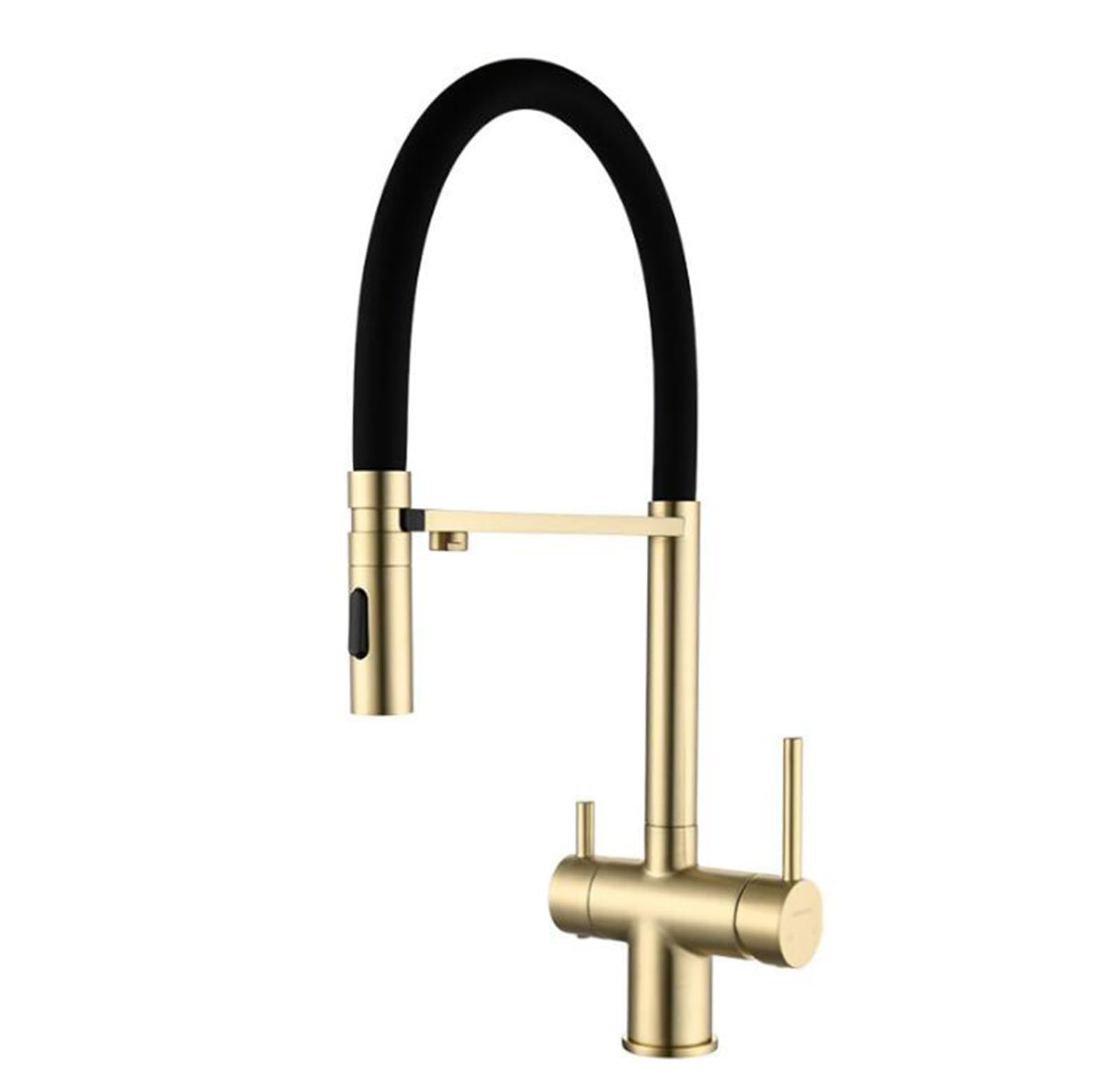 ZYCHSJXA 3 Way Kitchen Tap Pull Out Brushed Gold Taps Flexible Brass Hot and Cold Water Purified Water-Brushed