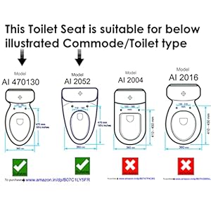 Adshank Toilet Seat Cover | Teakwood shade/color/effect | Non-Soft Close Hinges | Model : AI 470130E 020 PTPn | Adaptable/Suitable for 18½ inches long Sanitaryware / Commode / Toilet | With complete factory fitted Hinges & Seat Fixing Hardware kit included.
