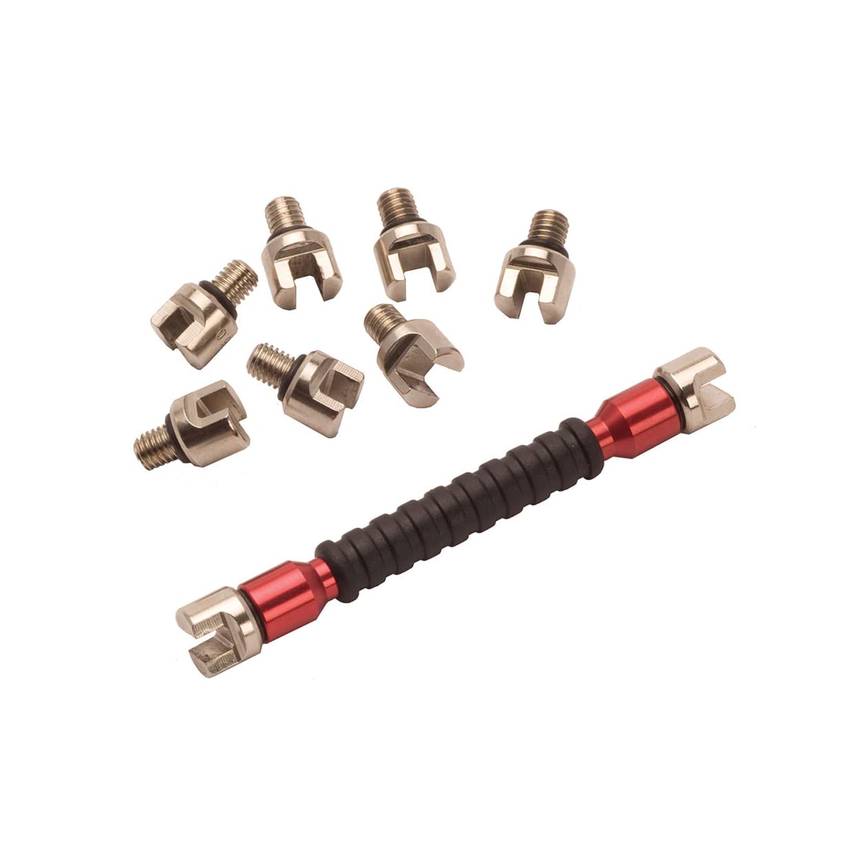 RFX Race-Speichenschlüssel (rot), austauschbare Multi-Spitzen, Größen 5,4 mm - 7,0 mm