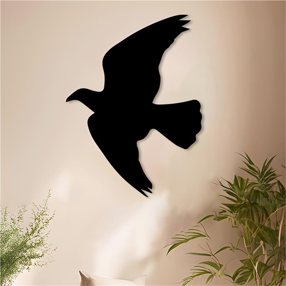 Decoración de pared abstracta contemporánea de metal con forma de pájaro, escultura de colibrí, acabado negro rústico, arte para jardín, interior, exterior, jardín o sala de estar (30 cm/12 pulga