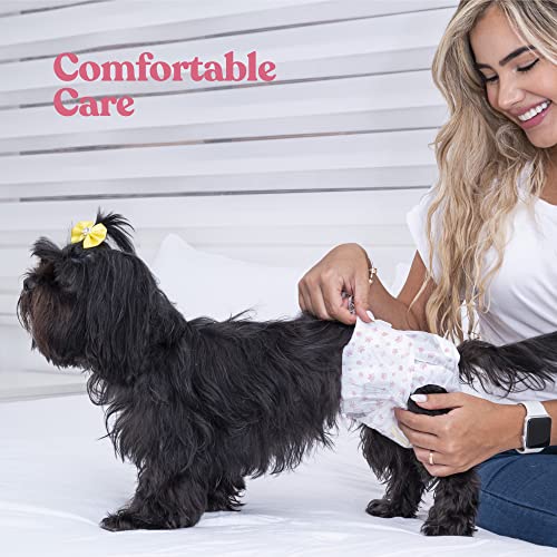 Image of Comfortable Female Dog Diapers - 24-Pack Super Absorbent Disposable Doggie Diapers - FlashDry Gel Technology & Wetness Indicator - Leakproof Diapers for Dogs in Heat, Excitable Urination, Incontinence