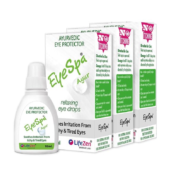 EyeSpa Ayur - Ayurvedic Eye Drop | Relieves Dryness, Redness, Itching, Cooling | daily-use Eye Drop with Triphala, Rose water, Bhringaraj, Honey | 10ML (Pack of 3)