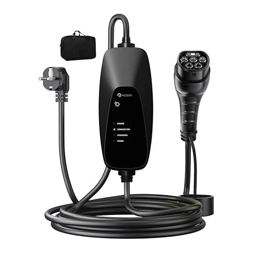 Cavo Ricarica Auto Elettrica Tipo 2 [3,6kW| da 8A a16A| 5m] IP65 Impermeabile, Caricabatterie EV con Spina Schuko ; Compatibile con Model Y/3, 500e, e-208 e altri EV/PHEV