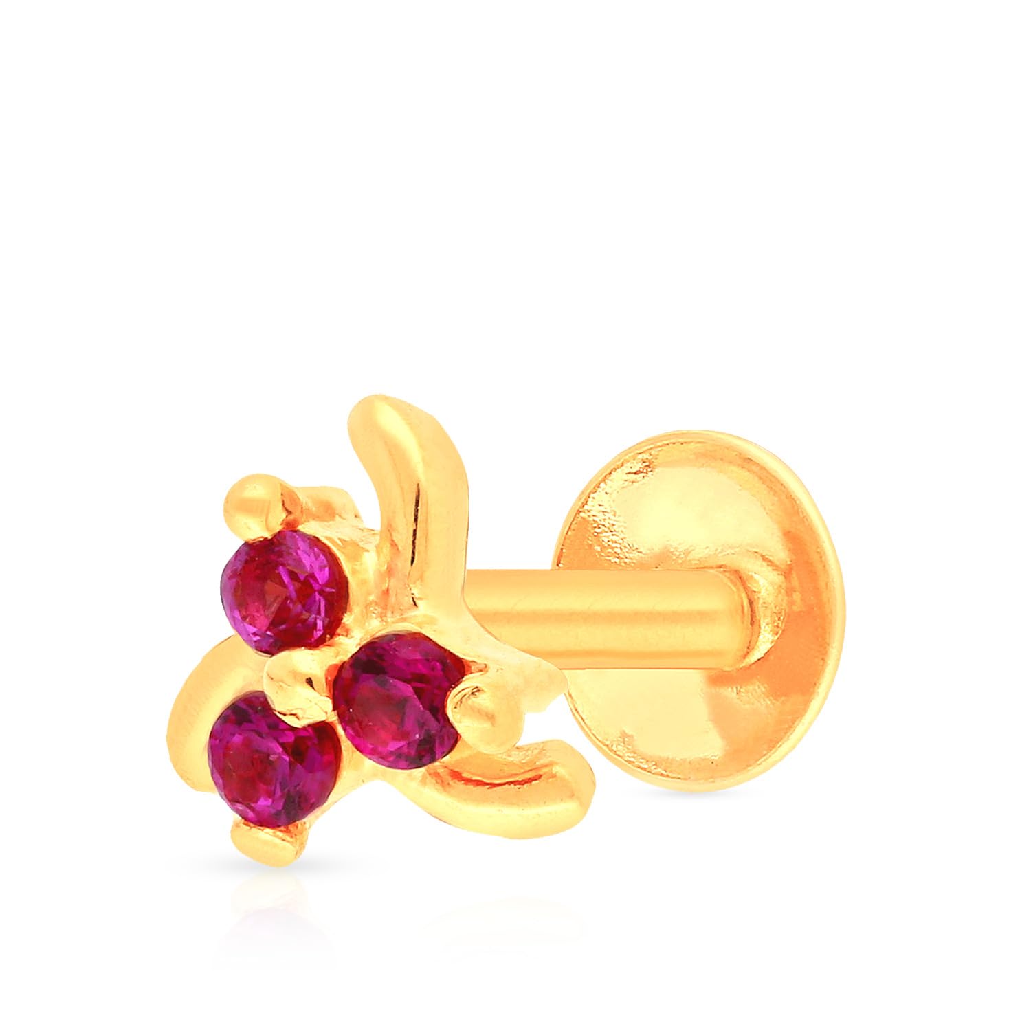 Malabar Gold & Diamonds Yellow Gold Nose Pin for Women 22 k | 22k BIS Hallmark (916) Nose Stud for Women and Girls with Piercing