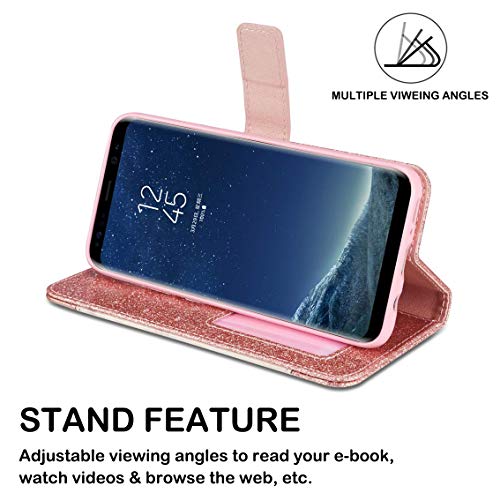 Zcdaye Wallet Case For Samsung Galaxy S6 Edge,Premium Bling Glitter [Magnetic Closure] Pu Leather [Ceramic Pattern] Stand Soft Tpu With [Card Slots] Flip Cover For Samsung Galaxy S6 Edge - Rose Gold #TOP3