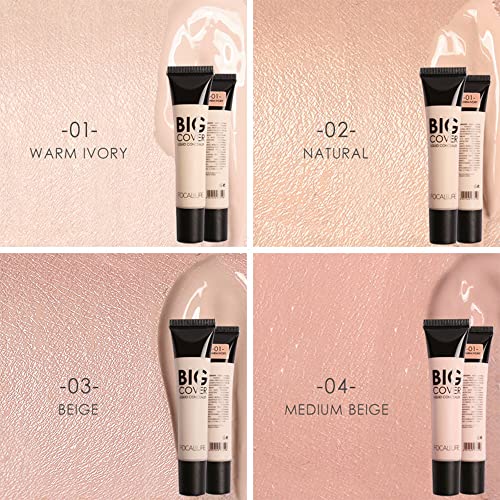 Focallure Big Cover Liquid Concealer,Full Coverage & Oil-Control Face Cream Concealer,High Adherence Concealer Without Clumping And Cracking,Long Lasting Facial Concealer Makeup,Warm Ivory #TOP2