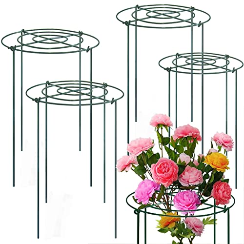 Tcbwfy 4 Sets Peony Support Cage,10" Dia. X 16" High Grow Through Hoops Grids With 4X Thickened 3.5Mm Legs,Heavy Duty Metal Plant Support Brace,Flower Strong Support Ring For Heavy Blossoms #TOP9