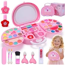 Kids Makeup Kit for Girl Real Washable Makeup Set with Mirror, Nail Polish Kit Pretend Beauty Gift for 3 4 5 6 7 8 Year Old Girls
