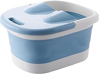 GKYMYZ collapsible foot bath,foldable foot bath,17.5inchx13inchx8.5inch,foot soaking tub with lid and roller shiatsu massa...