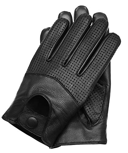 Riparo Women's Genuine Leather Half Mesh Full-Finger Driving Motorcycle Summer Riding Gloves - Detailed View
