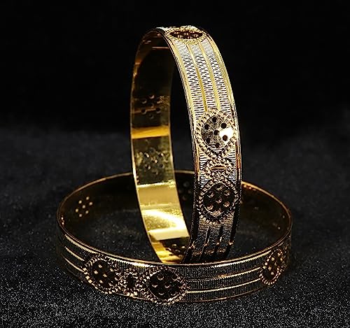 Image of NMII Brass Gold Plated Bangles Set For Women's & Girls (Pack of 2)