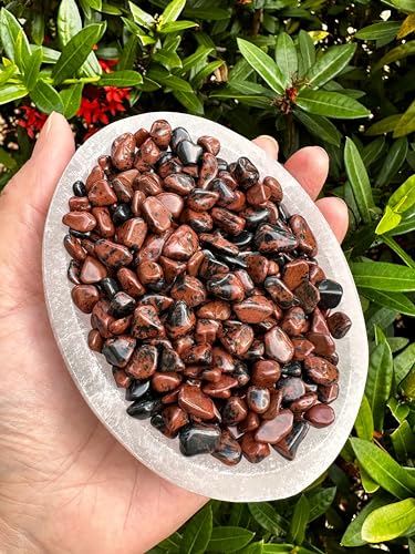 Image of GAF TREASURES 2 oz Lot Natural Semi Tumbled Gemstone Chips, Crushed Mini Crystals, Undrilled Crystal Chips (Mahogany Obsidian)