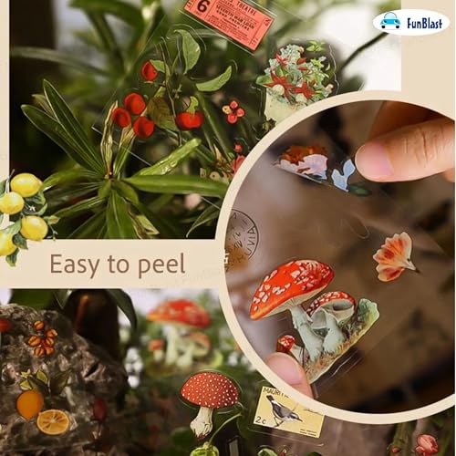 Image of FunBlast Self Adhesive 640Pcs /100 Sheets, Vintage Nature Stickers, Retro Decorative Sticker's for Scrapbook, Sticker's for Project, Japanese Style Sticker Set, Journals, Scrapbooking (Multicolor) (B)
