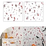 nodteem 2 PCS Car Cover Decal, 35.8' x 36.6' Halloween Bloody Handprint Footprint Window Stickers, Halloween Party Living Room Room Decoration Wall Sticker, Universal for Most Cars (Red)