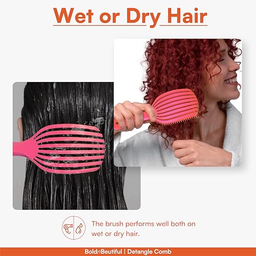 Image of Premium TPEE Material Hair Detangler Comb for Wet & Dry Hairs | Flexible Soft Tip Scalp-Friendly Detangling Brush with Anti-Slip Ergonomic Handle