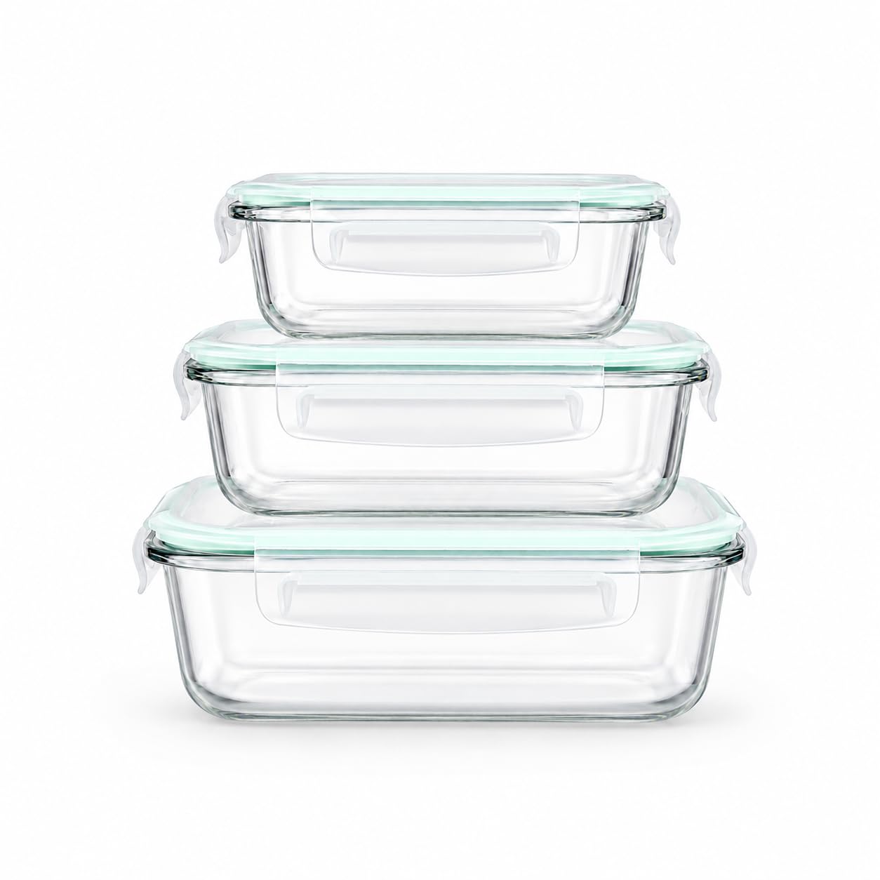 Generix Clear Glass Food Storage Containers With Lids, 3-Pack (640Ml, 1040Ml & 1520Ml) – Airtight Leakproof Borosilicate Glass Meal Prep Containers, Bpa-Free, Microwave, Oven, Freezer & Dishwasher Safe