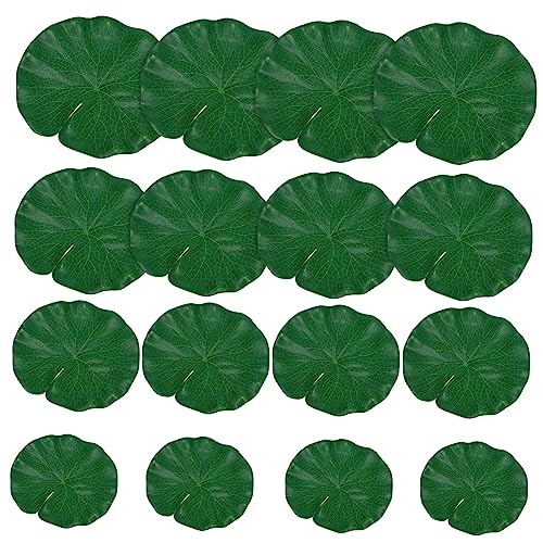 Vaguelly 16 Piezas Hoja de Loto simulada Dejar Piscina Estanque Falso Interior Agua Hojas flotantes del Lago Hojas flotantes Artificiales decoración de Hojas de Loto Hoja de Loto Falsa Eva
