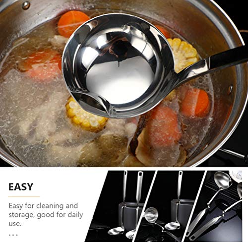 Hemoton Concha de sopa separador de óleo, cabo ergonômico, removedor de gordura, colher de filtro de