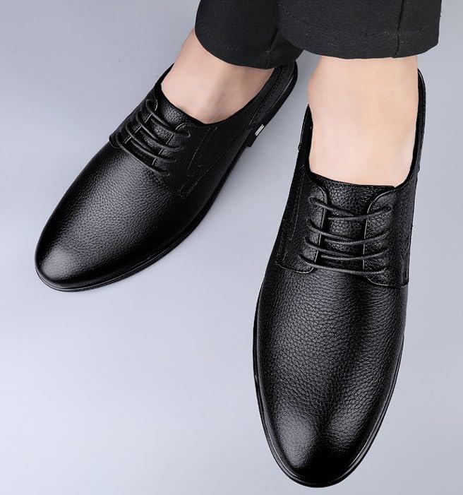 Classic Men's Dress Shoes Modern Leather Lace Up Dress Shoes Fashion Pointed Toe Business Tuxedo Loafers Shoes3