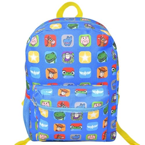 Bioworld Mochila infantil Toy Story 5 de 40,6 cm – Mochila escolar colorida com bolso frontal e malha lateral, mochila de viagem leve para meninos e meninas