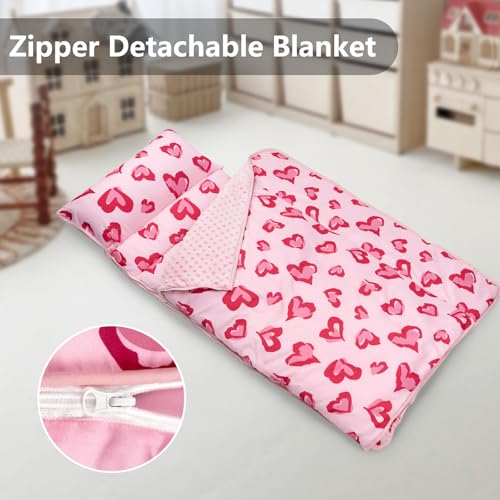 Image of Primlect Toddler Nap Mat Extra Large Thickened 55''x35'', Soft Sleeping Bag with Detachable Minky Blanket and Pillow, Portable for Daycare, Preschool, Kindergarten, Travel, Boys and Girls